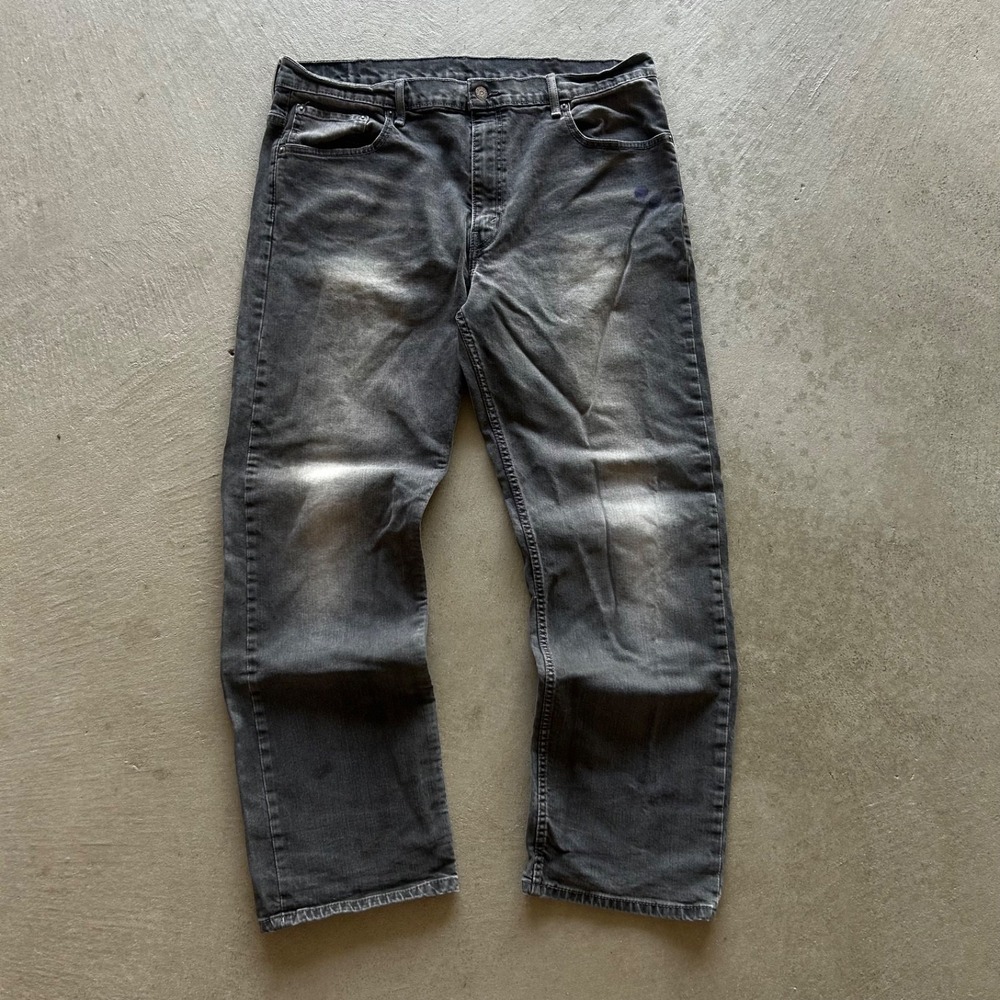 Vintage Levis 569 Jeans Size 38x32 Black Dark Wash Denim Loose Straight Fit